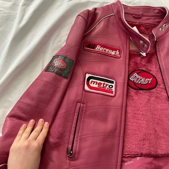 extasy fuschia pink leather moto jacket - Picture 12 of 14